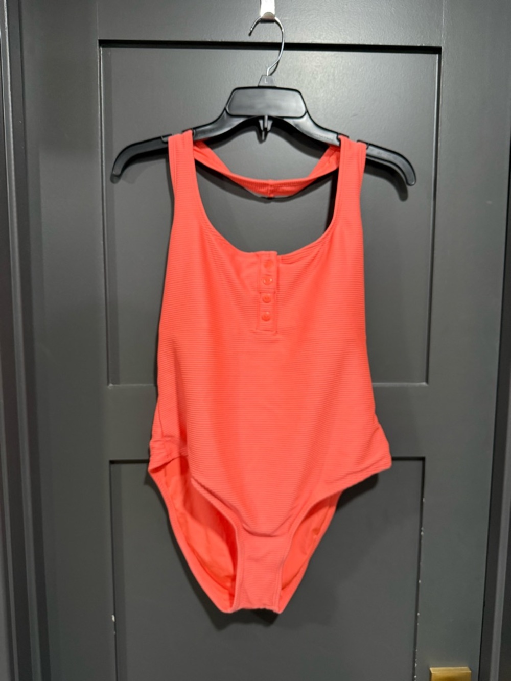 Coral One-Piece Swimsuit with Button Front